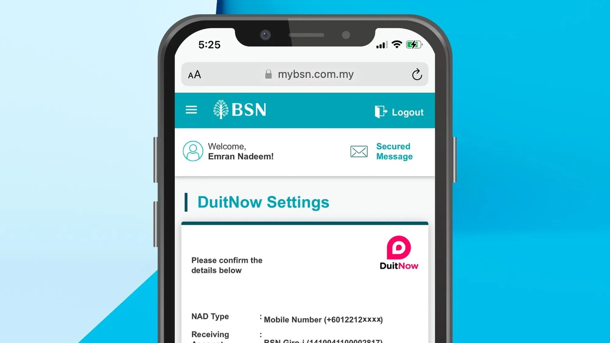 how to transfer bsn money using duitnow instant transfer