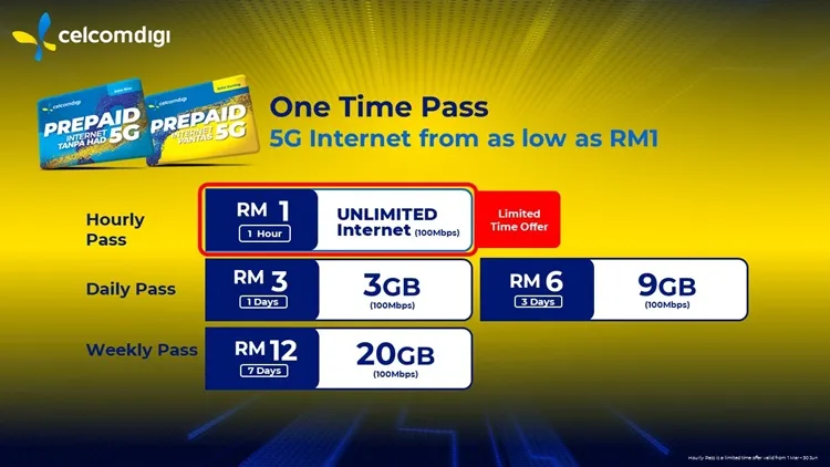 celcom digi prepaid internet one time pass 5g
